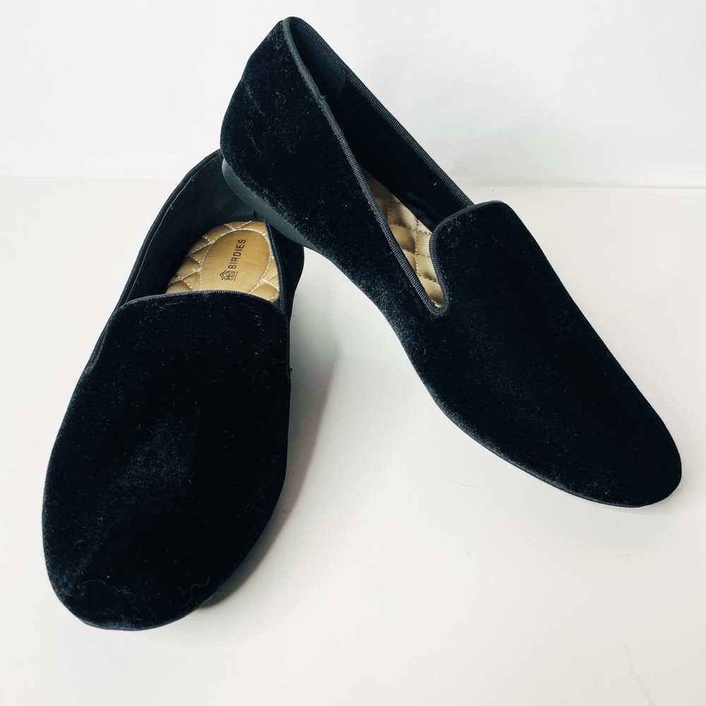 Birdies The Starling Black Velvet Smoking Slippers Flats Size 8.5